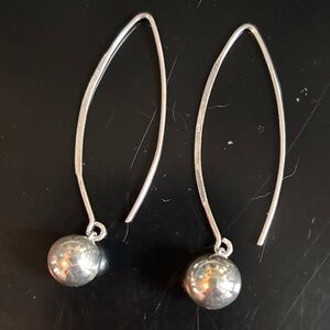 Sterling Silver Drop Earrings with Ball